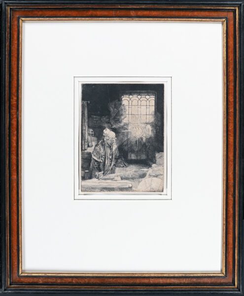 Rembrandt van Rijn etching for sale / ets te koop / gravure a vendre - A Scholar in his Study (Faust), c. 1652 framed