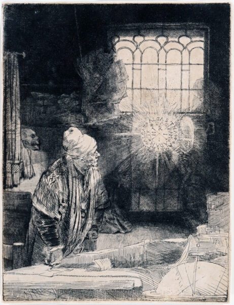 Rembrandt van Rijn etching for sale / ets te koop / gravure a vendre - A Scholar in his Study (Faust), c. 1652