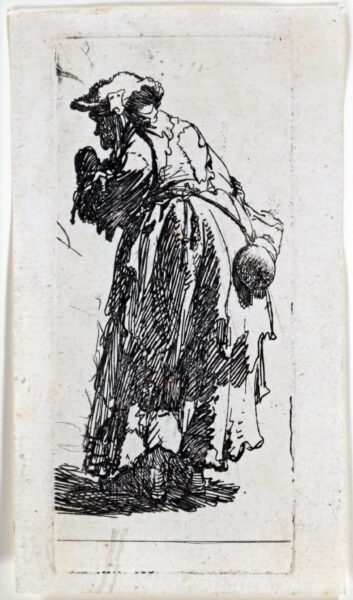Rembrandt van Rijn etching for sale / ets te koop / gravure a vendre - Old Beggar Woman with a Gourd, c. 1629 [CM26-BK] f
