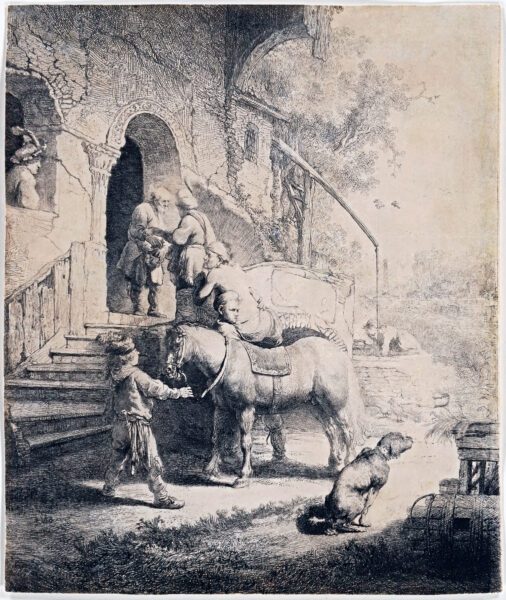 Rembrandt van Rijn etching for sale / ets te koop / gravure a vendre - The Good Samaritan, 1633