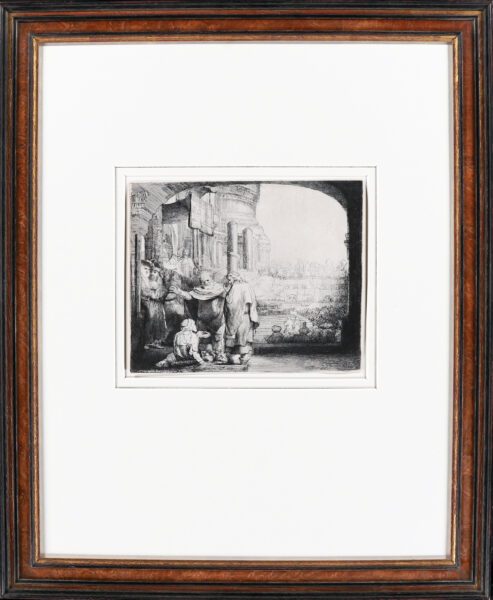 Rembrandt van Rijn etching for sale / ets te koop / gravure a vendre - Peter and John Healing the Cripple at the Gate of the Temple, 1659 (framed)