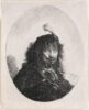 Rembrandt van Rijn etching for sale / ets te koop / gravure a vendre - Self-portrait with plumed cap and lowered sabre, 1634 (kf)