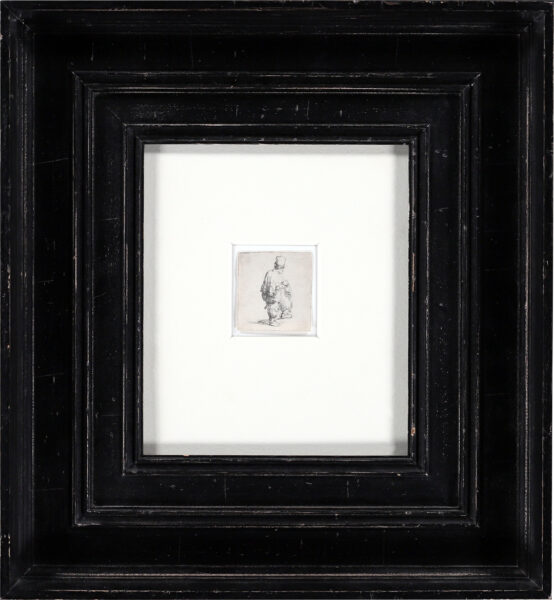 Rembrandt van Rijn etching for sale / ets te koop / gravure a vendre - A Standing Hurdy-Gurdy Player (Polander with arms folded), c. 1631 (framed)2