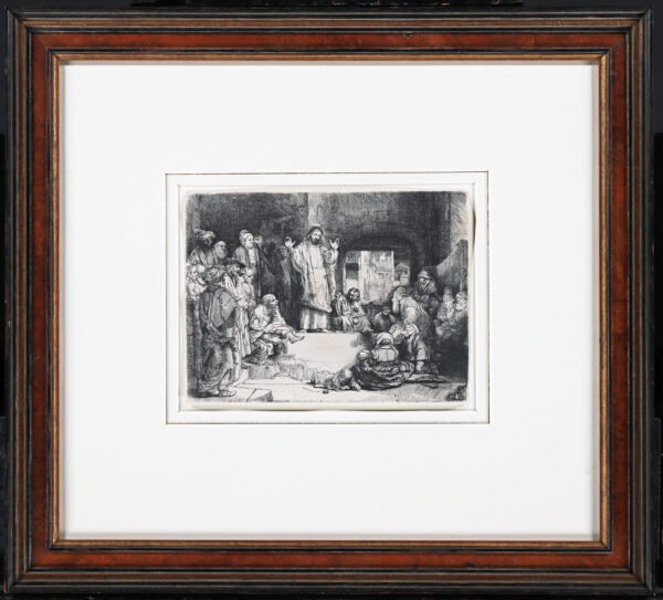 Rembrandt van Rijn etching for sale / ets te koop / gravure a vendre - Christ Preaching (‘La Petite Tombe’), c. 1657 framed