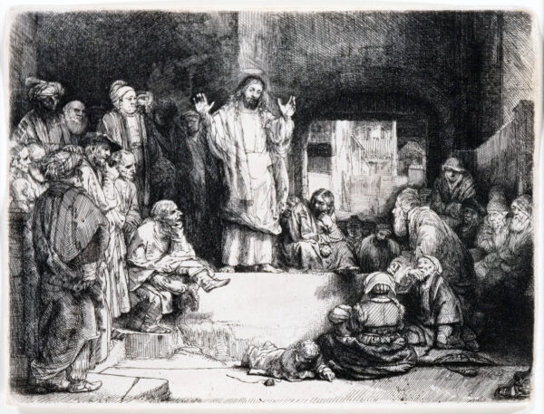 Rembrandt van Rijn etching for sale / ets te koop / gravure a vendre - Christ Preaching (‘La Petite Tombe’), c. 1657 kf