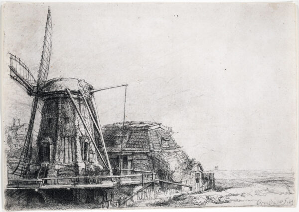 Rembrandt van Rijn etching for sale / ets te koop / gravure a vendre - The Windmill, 1641 kf