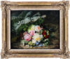 Simon Saint-Jean painting for sale / tableaux a vendre / schilderij te koop - A Bouquet of Roses, Daisies and Violets with a Butterfly on a Mossy bank 1