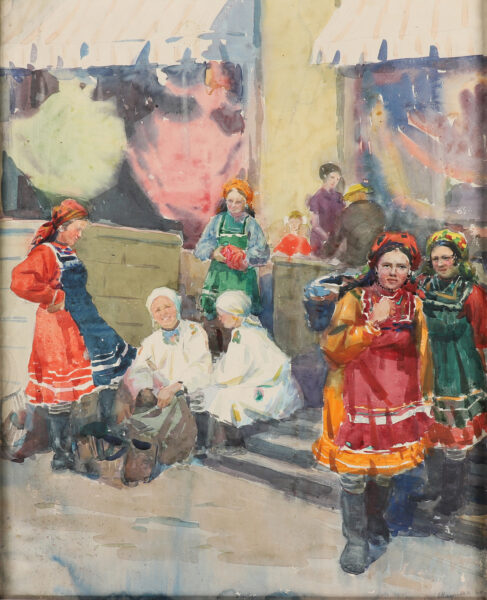 Lyubov Shanina artwork for sale Ukrainian girls at the Market, 1960 3