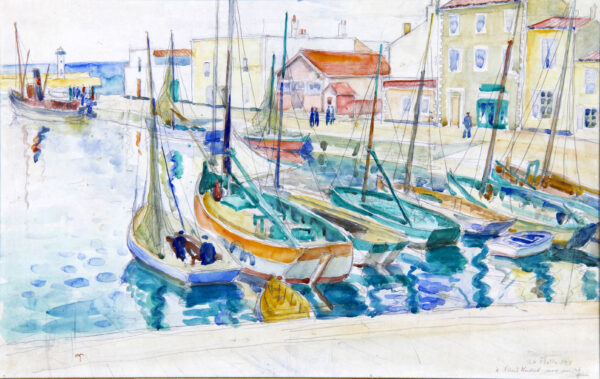 Henry-CHarles Manguin aquarel a vendre for sale - La Flotte 1938