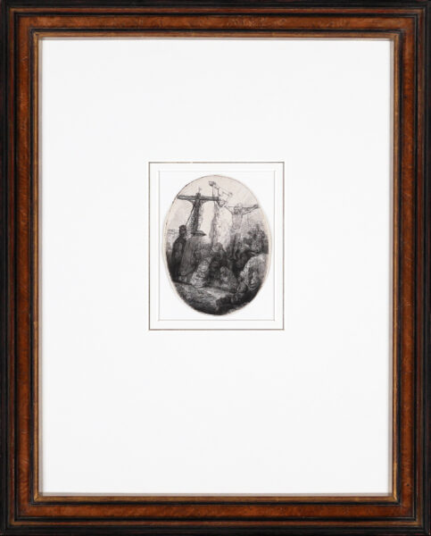 Rembrandt van Rijn etching for sale / ets te koop / gravure a vendre - Christ crucified between the two Thieves; an Oval Plate, c. 1641 f