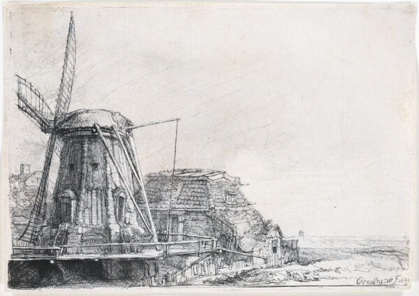 Rembrandt van Rijn etching for sale / ets te koop / gravure a vendre - The Windmill, 1641 f