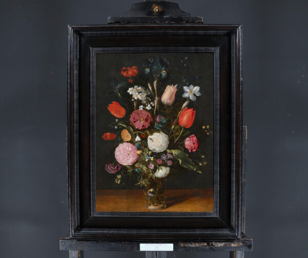 Jan Brueghel the Younger and Studio, Jan - Bouquet of Flowers in a Glass Vase - Old Master Painting Still life Flowers frame