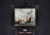 Jan van de Cappelle Old master painting schilderij - A Disembarkation on a River, c. 1655 framed