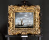 Reinier Nooms Old Master painting schilderij - A Boeier or Boyer ship off the Dutch coast, ca. 1655 framed