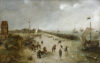 Cornelis Verbeeck marine Old Master painting schilderij - The Beach at Petten with the ‘Hondsbossche Zeewering’, c. 1625 kf