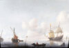 Justus de Verwer marine old master painting schilderij - Shipping in an Estuary, c. 1665 kf