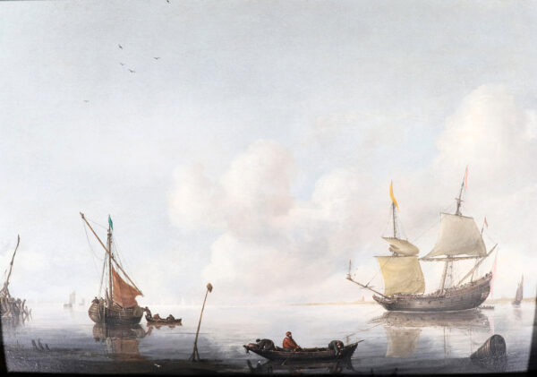 Justus de Verwer marine old master painting schilderij - Shipping in an Estuary, c. 1665 kf