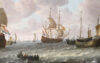 Jeronimus van Diest Old Master painting for sale / schilderij te koop / tableaux a vendre - Herring Busses under the Protection of Men-of-War, c. 1652-54 (detail 2)