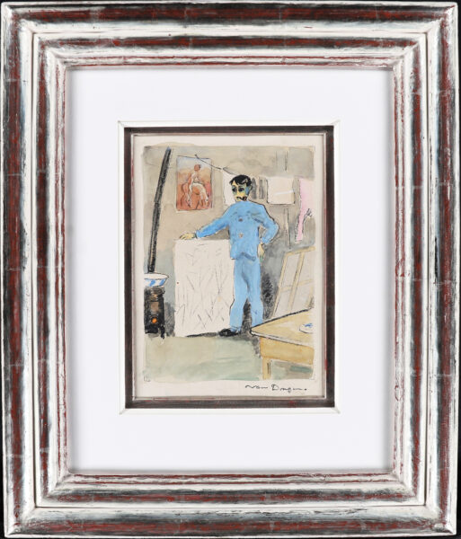 Kees van Dongen watercolour for sale / aquarel te koop / aquarel a vendre - Pablo Picasso au temps de l'Époque bleue, c. 1949 (framed)