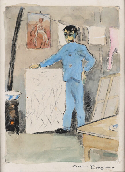 Kees van Dongen watercolour for sale / aquarel te koop / aquarel a vendre - Pablo Picasso au temps de l'Époque bleue, c. 1949 (kf)