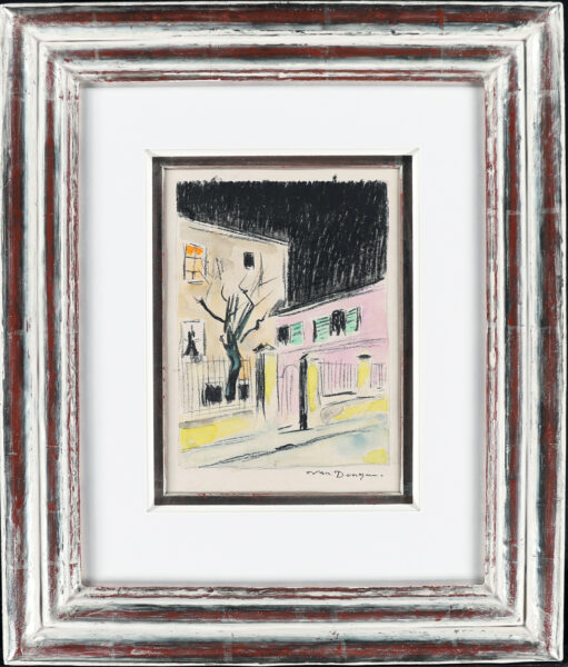 Kees van Dongen artwork for sale / aquarel te koop / aquarel a vendre - Un coin fameux de la Butte. L'impasse Girardon, c. 1949 (framed)
