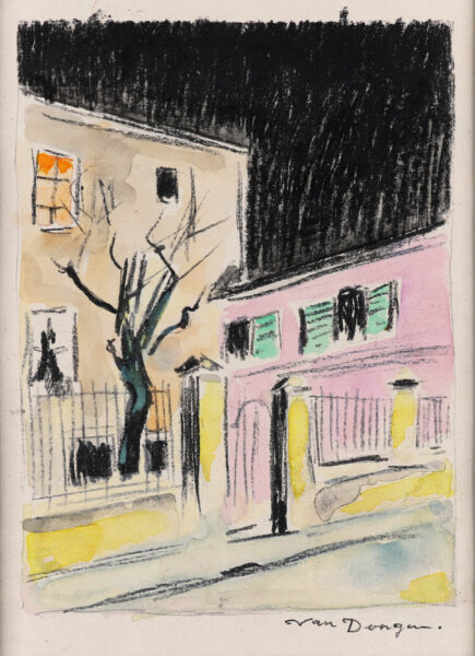 Kees van Dongen artwork for sale / aquarel te koop / aquarel a vendre - Un coin fameux de la Butte. L'impasse Girardon, c. 1949 kf
