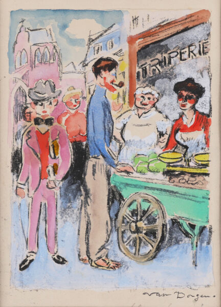 Kees van Dongen artwork for sale / aquarel te koop / aquarel a vendre - Van Dongen fait son marché, c. 1949 kf