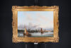 Christiaan L.W. Dreibholtz painting for sale / schilderij te koop - Harbour of Rotterdam with moaring ships and fishermen (framed2