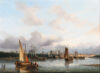 Christiaan L.W. Dreibholtz painting for sale / schilderij te koop - Harbour of Rotterdam with moaring ships and fishermen kf