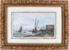 Johan Barthold Jongkind watercolour for sale / aquarel te koop / aquarel a vendre - Boats on the river Scheldt near Antwerp, 1866 framed