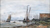 Johan Barthold Jongkind watercolour for sale / aquarel te koop / aquarel a vendre - Boats on the river Scheldt near Antwerp, 1866 kf