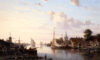 Everhardus Koster schilderij te koop / painting for sale - River landscape near Overschie at sunset kf