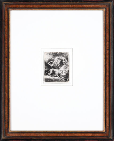 Rembrandt van Rijn etching for sale / ets te koop / gravure a vendre - St. Jerome reading in a Landscape, 1634 framed