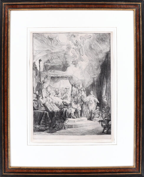 Rembrandt van Rijn etching for sale / ets te koop / gravure a vendre - The Death of the Virgin, 1639 (framed)