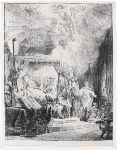Rembrandt van Rijn etching for sale / ets te koop / gravure a vendre - The Death of the Virgin, 1639 (kf)