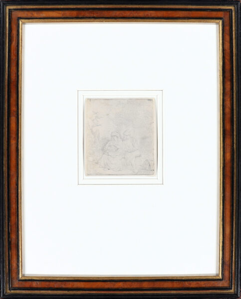 Rembrandt van Rijn etching for sale / ets te koop / gravure a vendre - The Rest on the Flight into Egypt; lightly etched 1645 framed