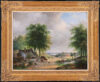 Andreas Schelfhout painting for sale / schilderij te koop / tableaux a vendre - A Summer landscape with farmers by the barn (framed)