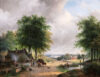 Andreas Schelfhout painting for sale / schilderij te koop / tableaux a vendre - A Summer landscape with farmers by the barn (kf)