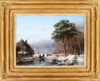 Andreas Schelfhout painting for sale / schilderij te koop / tableaux a vendre - A wooded winter landscape with figures on and along a frozen river, 1856 (framed)
