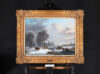 Jacobus van der Stok painting for sale / schilderij te koop - A Winter landscape in a forest with a 'Koek and Zopie’ tent on the ice, 1852